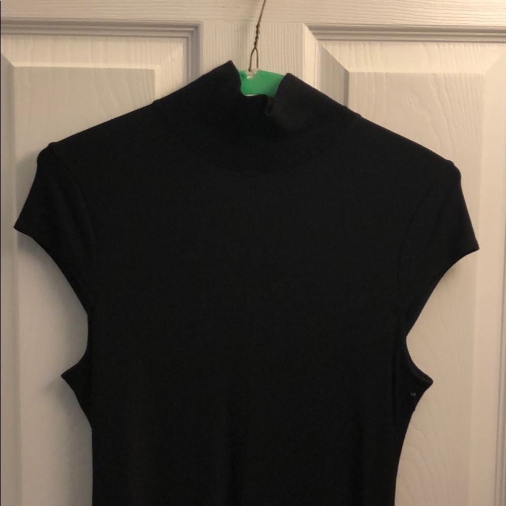 Theory long black long sleeve knit dress